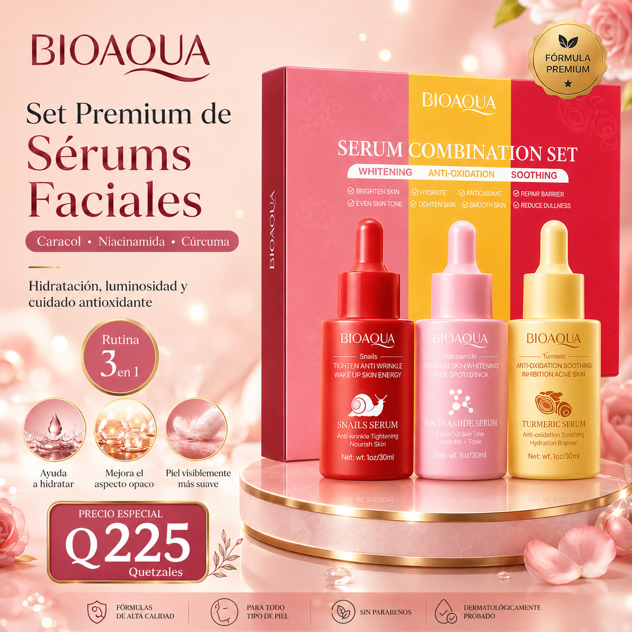 ✨ BIOAQUA 3 en 1 | Piel Radiante, Hidratada y Rejuvenecida